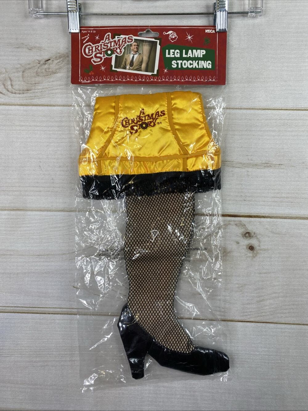 A Christmas Story Leg Lamp Christmas Stocking Embroidered Fringe Fishnet 18” NEW